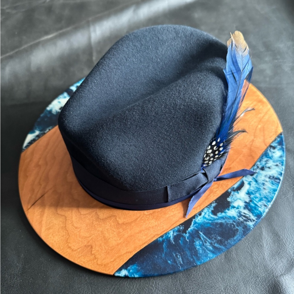 Stylish Black and Blue Fedora Hat